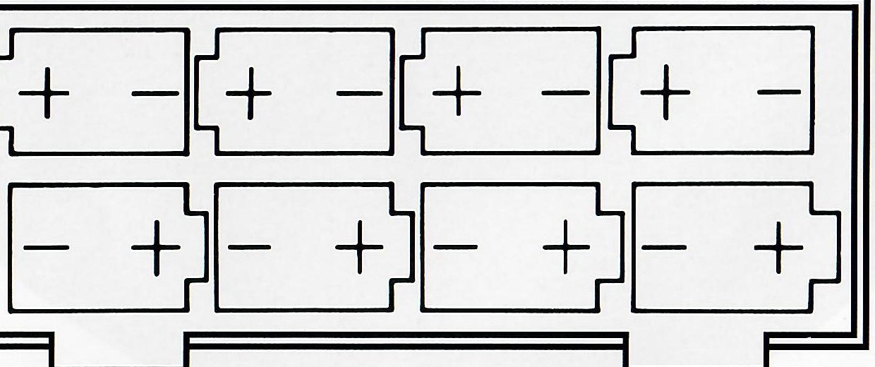 Eight-cell battery polarity diagram.