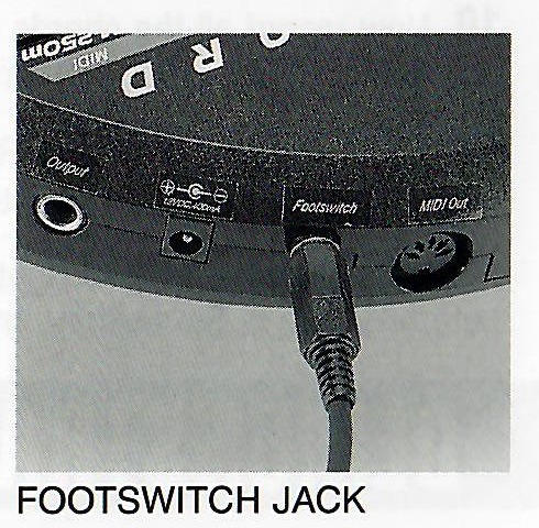 OFS-3 footswitch connected to the OM-250m footswitch jack.