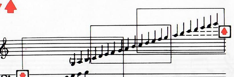 Original notation diagram showing the effective Octave Down and Octave Up melody ranges.