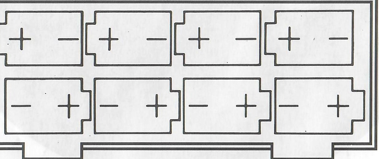 Eight-cell battery polarity diagram.