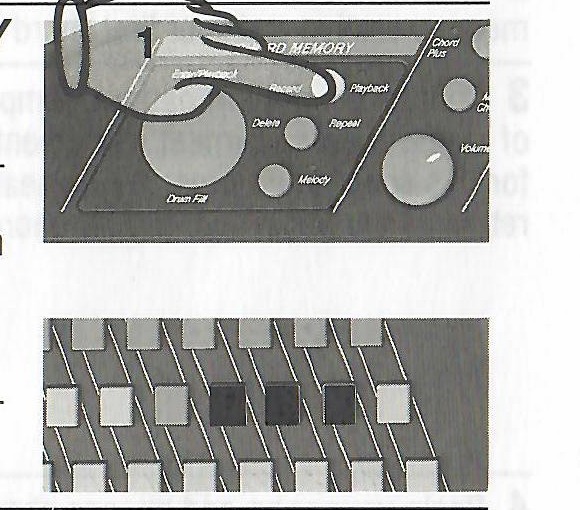 Chord-memory record/playback and three-button memory-clear controls.