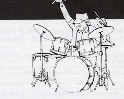 Original drummer illustration from the rhythm-section instructions.