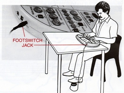 Footswitch connection and playing position for advanced three-part performance.
