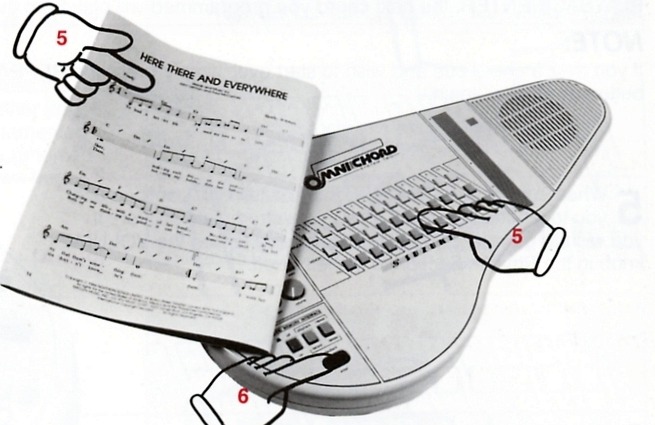 Original illustration showing chords being entered from printed music.