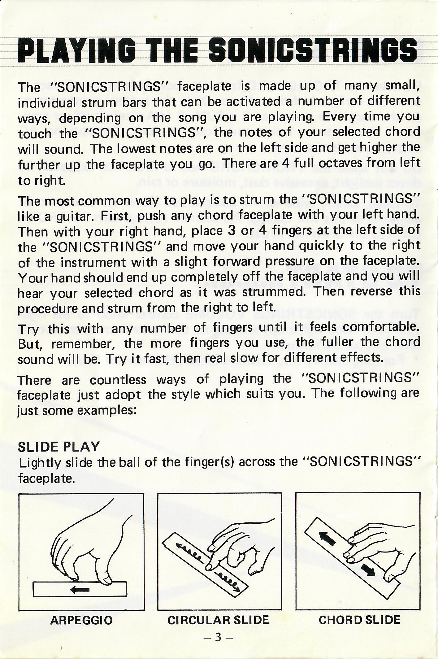 Original Tronichord manual printed page 3