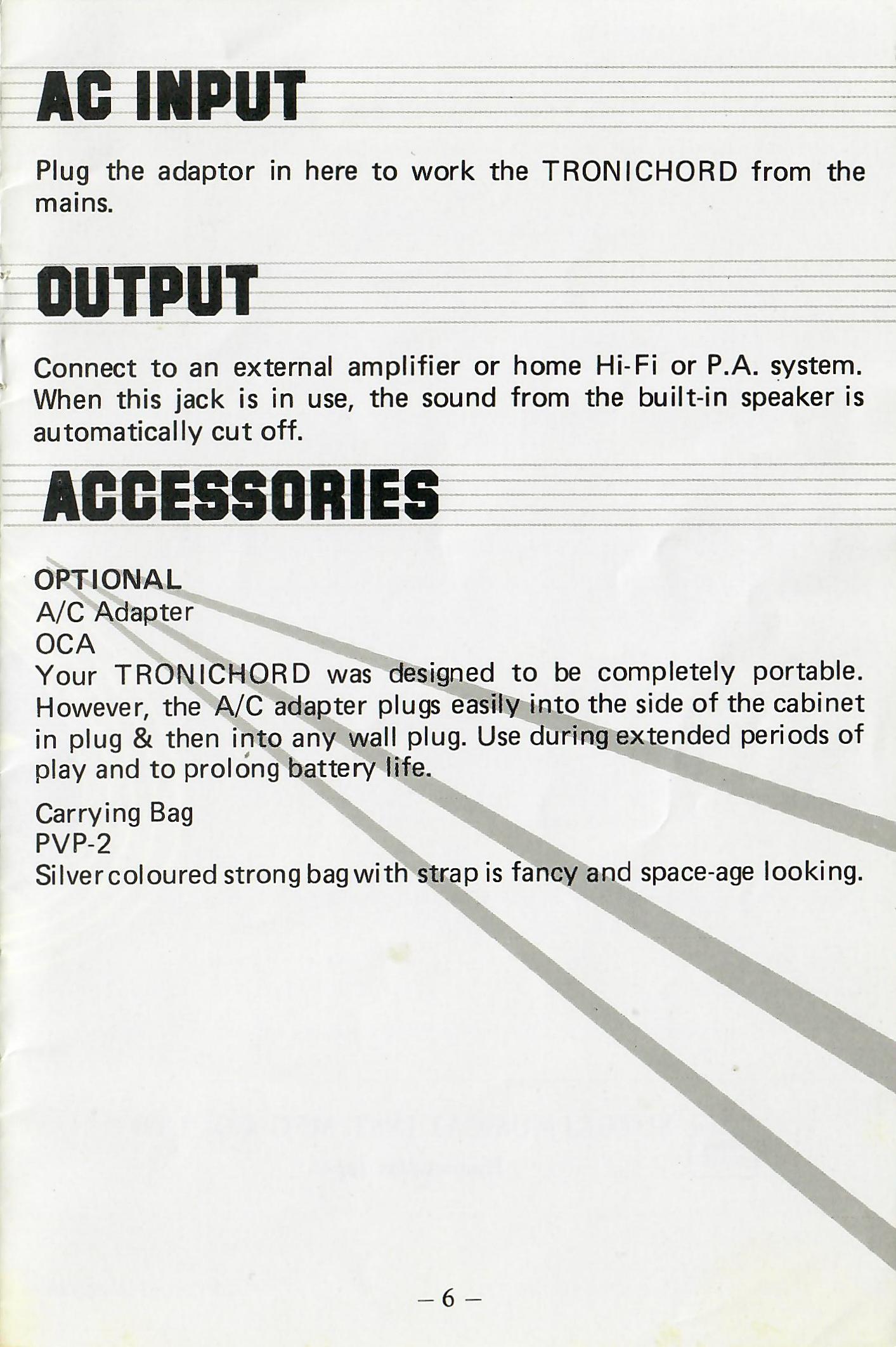 Original Tronichord manual printed page 6
