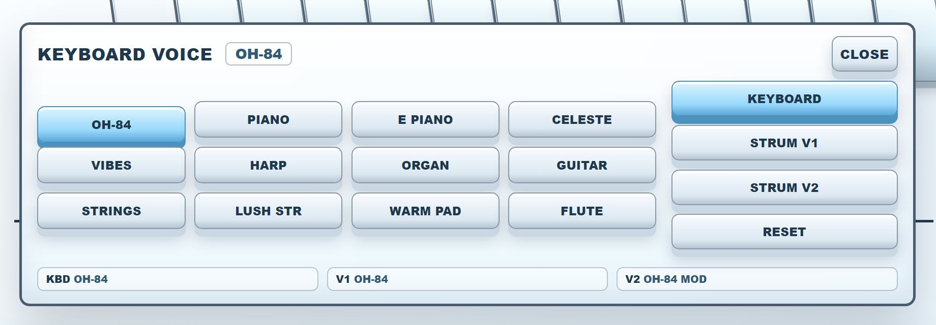OH-84 keyboard voice menu