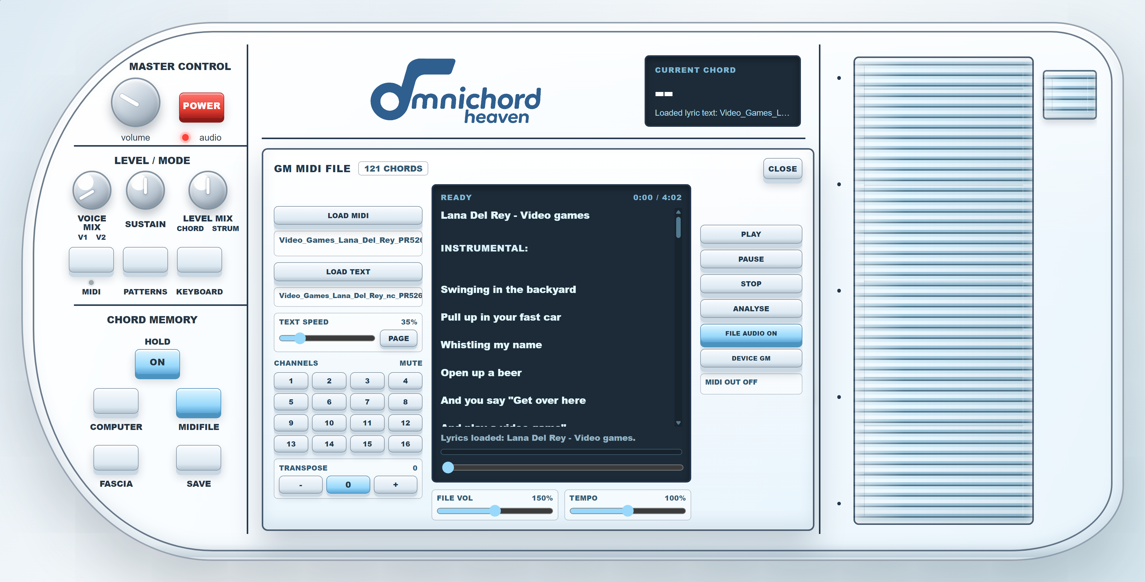 OH-84 MIDI-file and lyric player