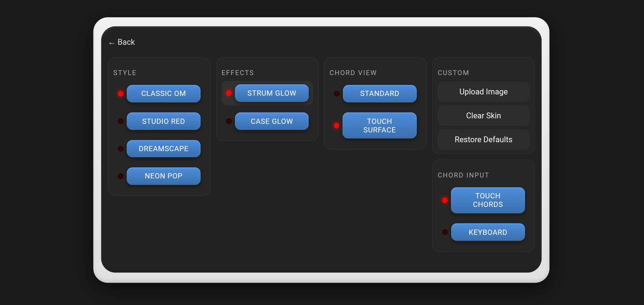 OH-27 settings and menu options