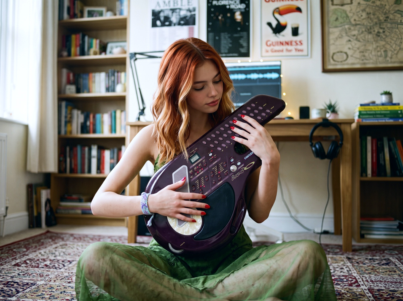 Aisling holding a Suzuki QChord QC-1